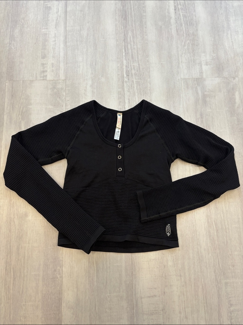 FP Movement by Free People Black Long-Sleeve Top Cut Out Back XSmall